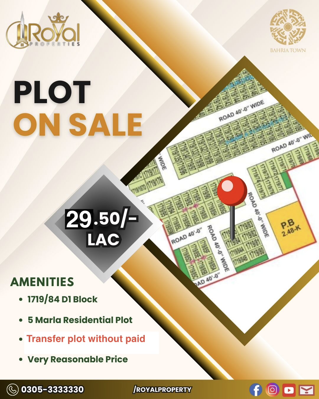 5 Marla residence plot available for sale located in bahria orchard phase 2 block D1