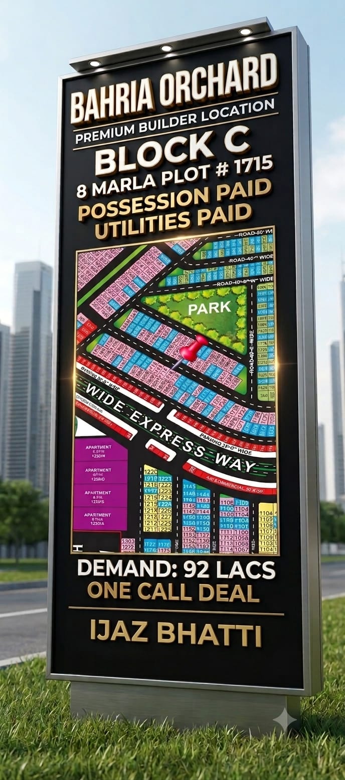 Bahria orchad Block D 8 Marla plot for sale